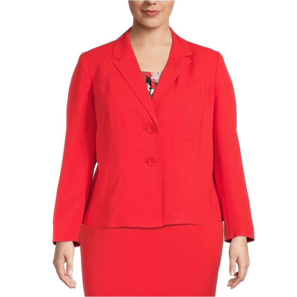 Kasper Womens Solid Two Button Blazer Jacket, Red… - image 1